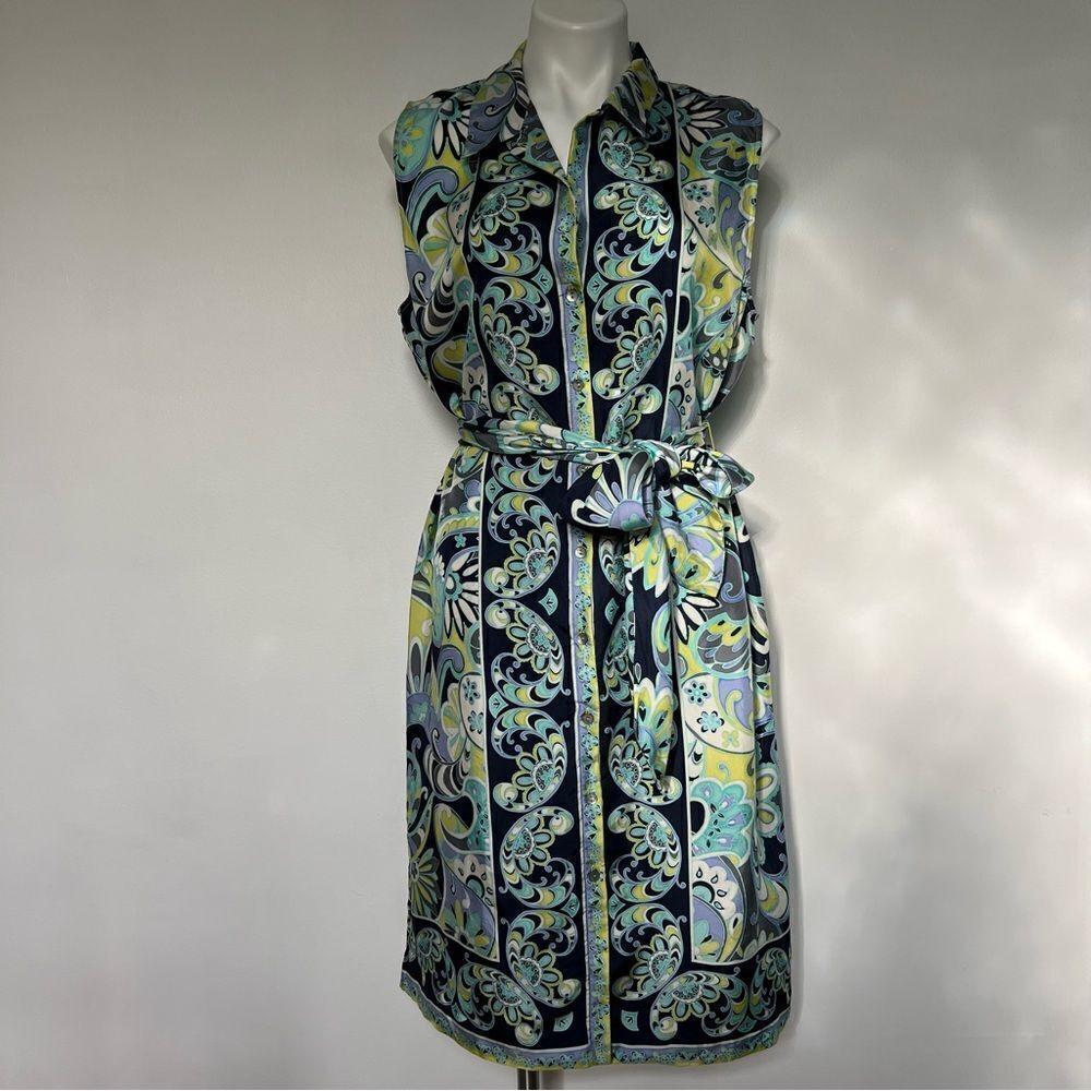 Dana Buchman 100% silk paisley watercolor resort dress
